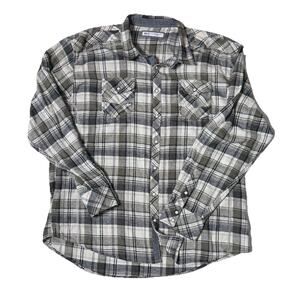 BKE Athletic Fit Men’s 3XL Plaid Snap Button Western Shirt Long Sleeve Brown